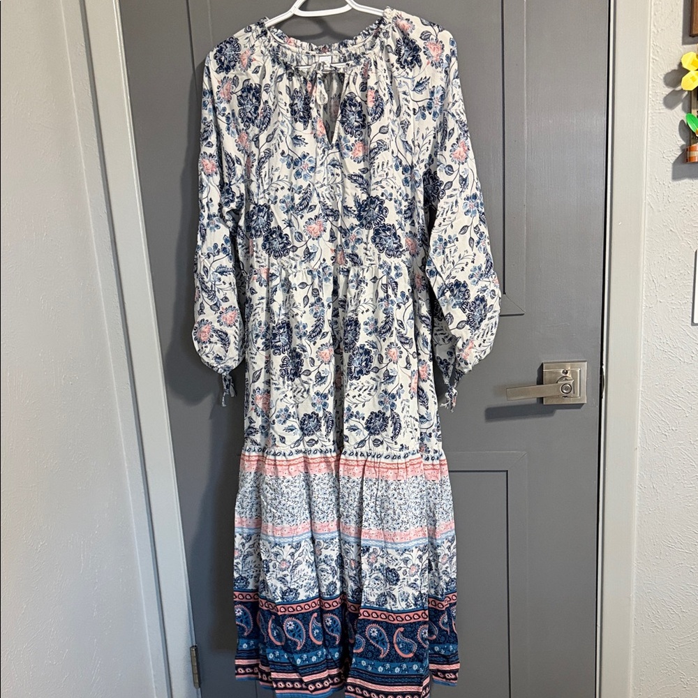 Old Navy Floral Long Sleeve Dress - Blue and Pink